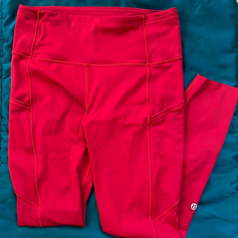Lululemon Red Leggings with Pockets 25” size 8